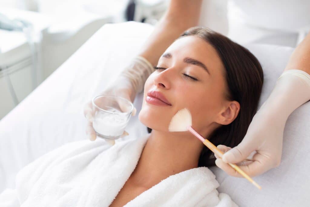 Woman relaxing while getting a chemical peel in Ashburn, VA