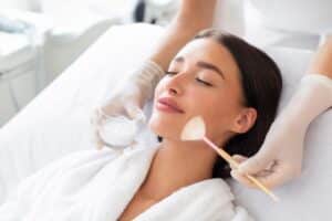 Woman relaxing while getting a chemical peel in Ashburn, VA